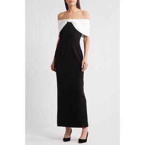 Sonya Moda Belluno Off the Shoulder Column Gown - Black Wedding Guest size S NWT